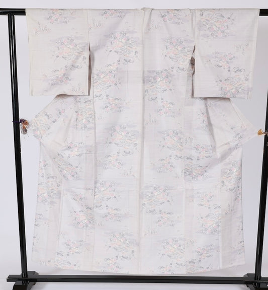 Japanese kimono used <Tsumugi> Msize silk 100% /T491