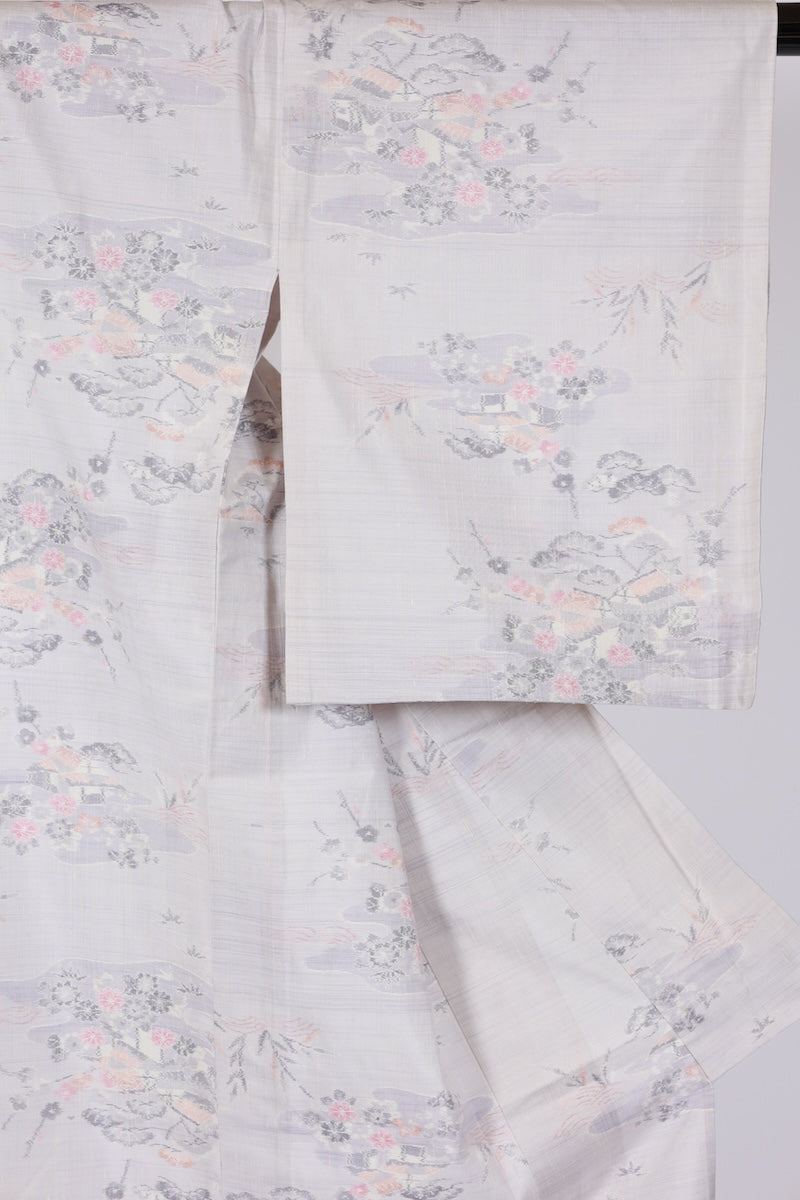 Japanese kimono used <Tsumugi> Msize silk 100% /T491