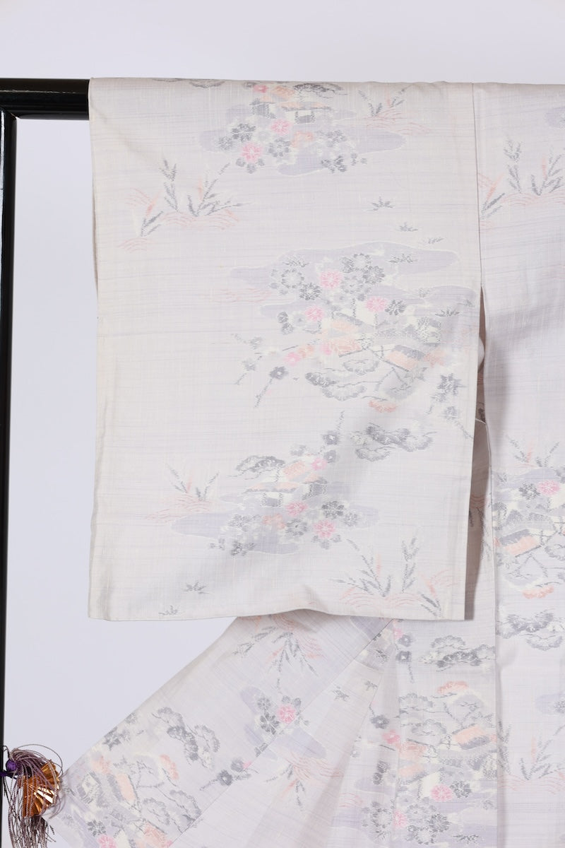 Japanese kimono used <Tsumugi> Msize silk 100% /T491