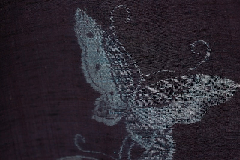 Japanese kimono used <Tsumugi> M-size silk 100% /B963