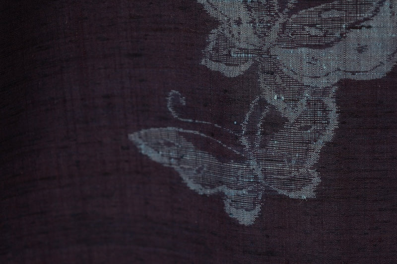 Japanese kimono used <Tsumugi> M-size silk 100% /B963