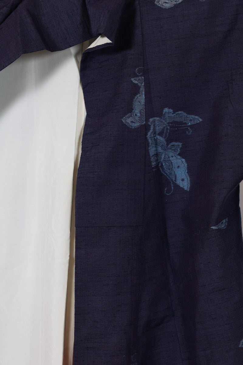 Japanese kimono used <Tsumugi> M-size silk 100% /B963