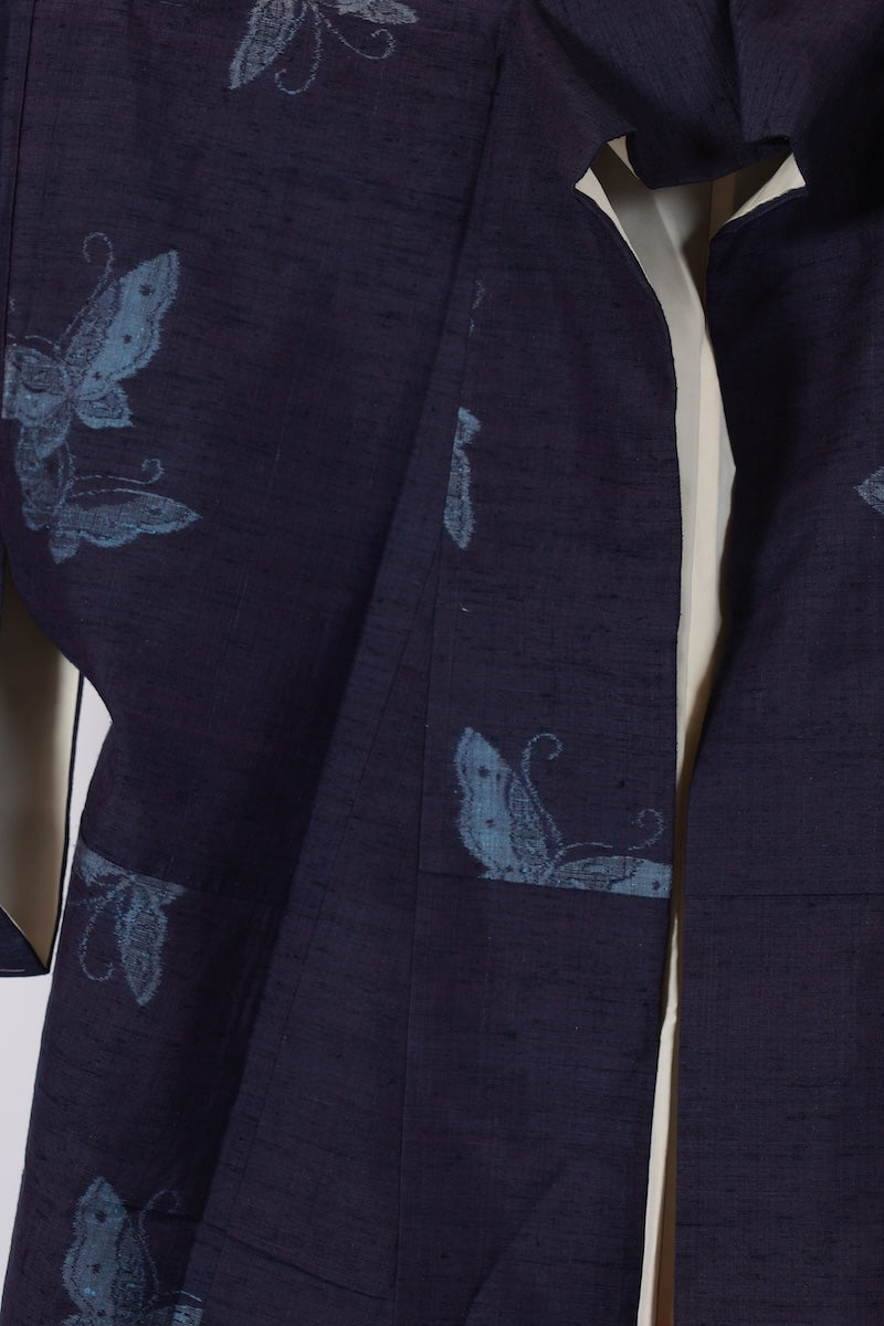 Japanese kimono used <Tsumugi> M-size silk 100% /B963