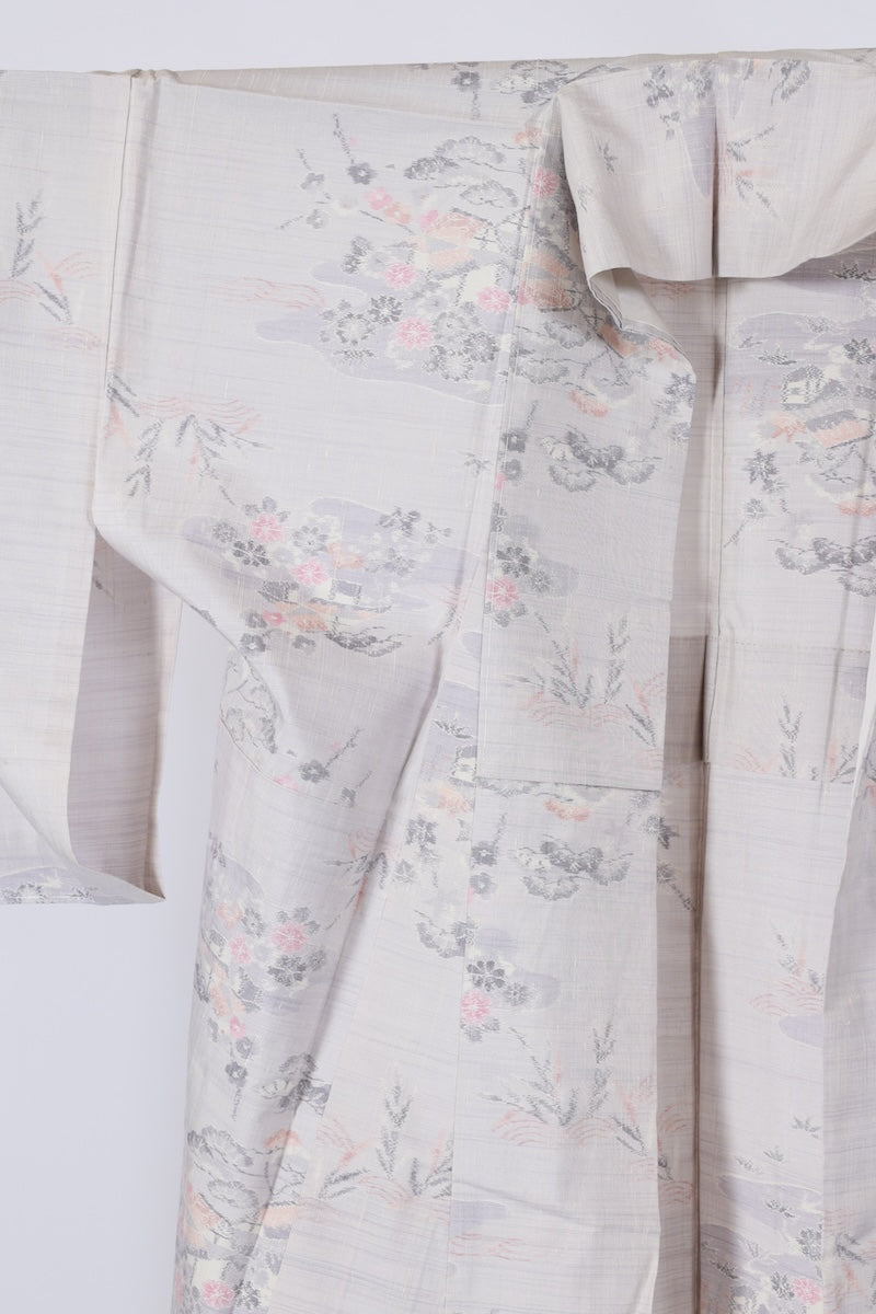 Japanese kimono used <Tsumugi> Msize silk 100% /T491