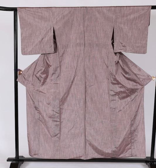 Japanese kimono used <tsumugi> Lsize silk 100% /T490