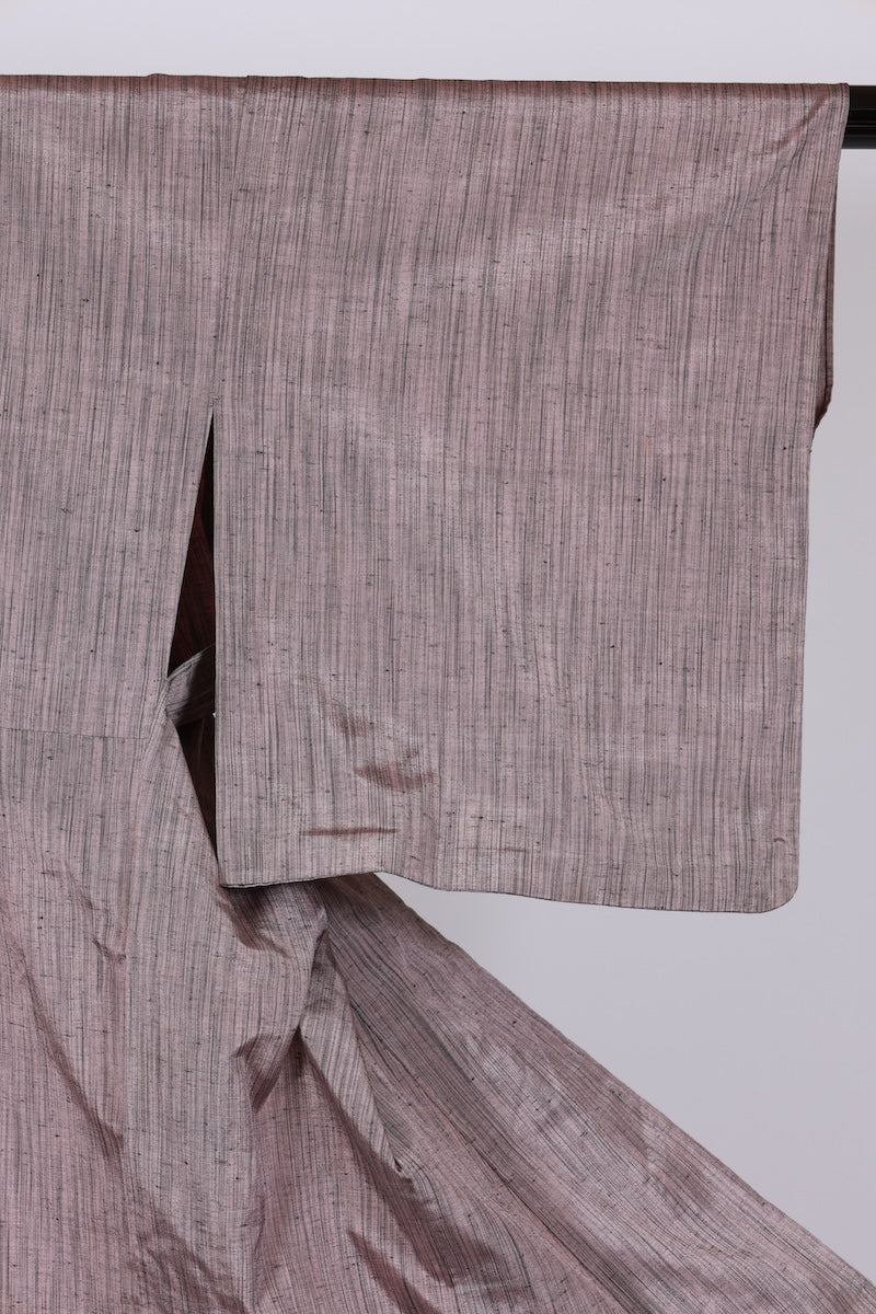Japanese kimono used <tsumugi> Lsize silk 100% /T490