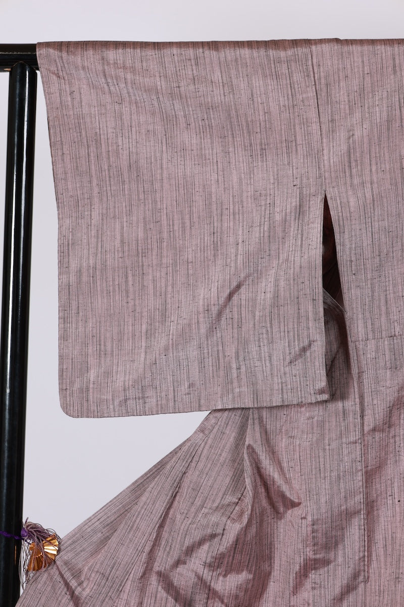 Japanese kimono used <tsumugi> Lsize silk 100% /T490