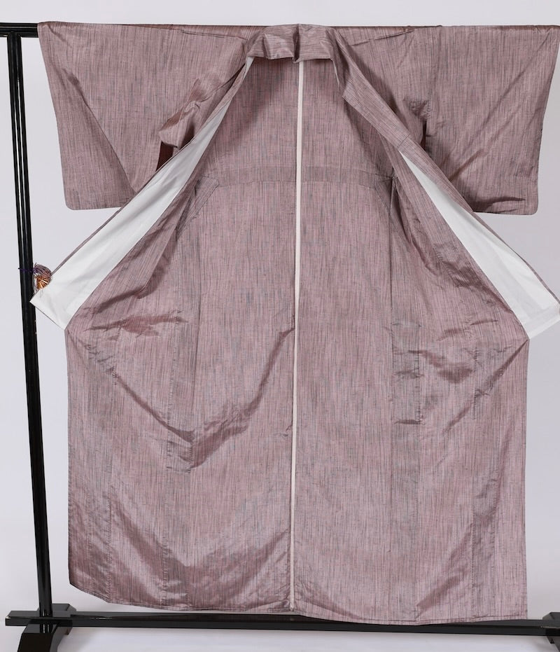 Japanese kimono used <tsumugi> Lsize silk 100% /T490