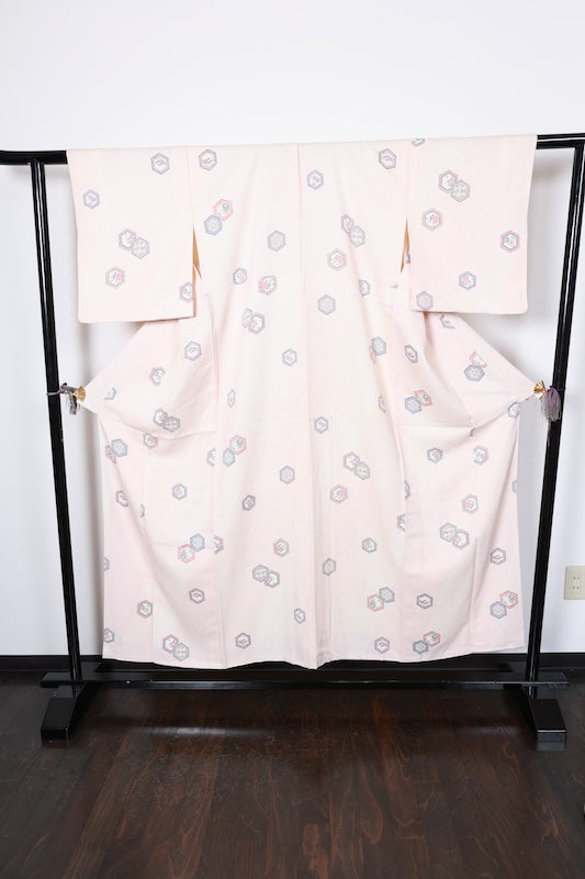 Edo Komon (used kimono fabric) - Beige, Purple, Swallowtail Red, Mustard Yellow, White - Shippo (seven treasures) pattern, Flower, Tortoise Shell, Seigaiha (wave pattern), Hemp Leaf pattern - R254