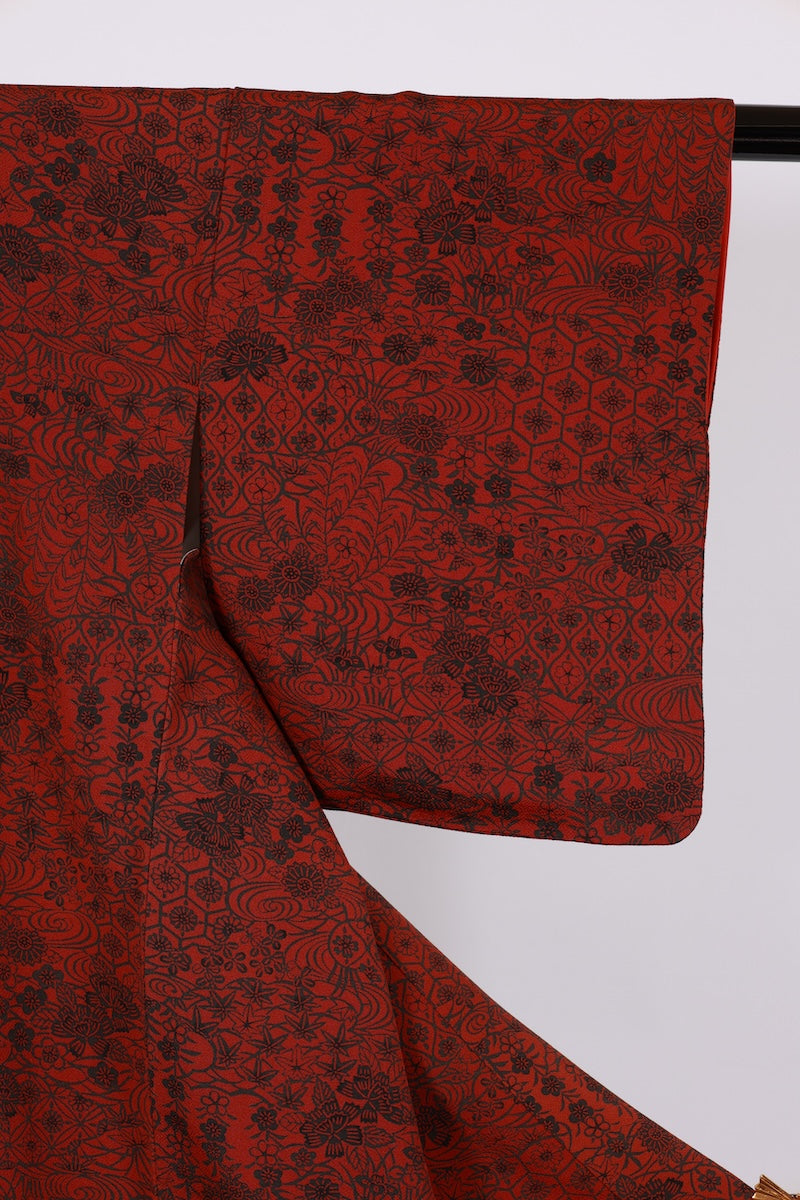 Japanese kimono used <Komon> M-size silk 100% /B960