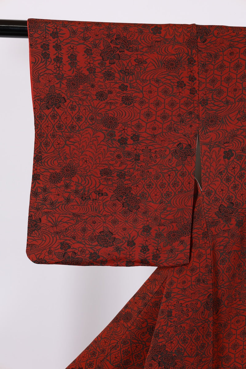 Japanese kimono used <Komon> M-size silk 100% /B960