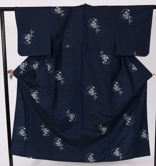 Japanese kimono used <Tsumugi> Msize silk 100% /T487