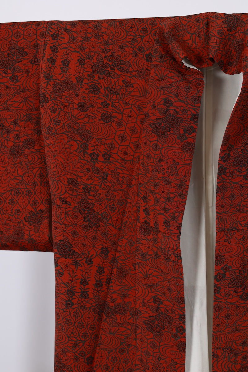 Japanese kimono used <Komon> M-size silk 100% /B960