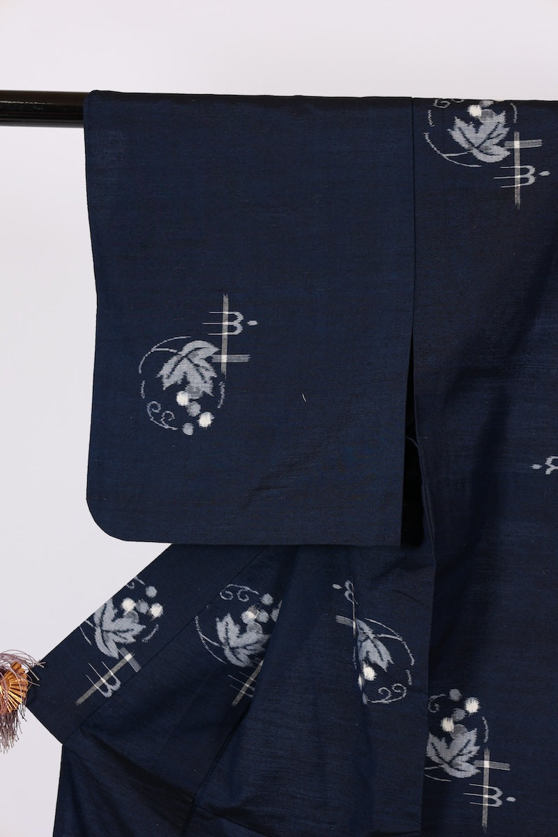 Japanese kimono used <Tsumugi> Msize silk 100% /T487