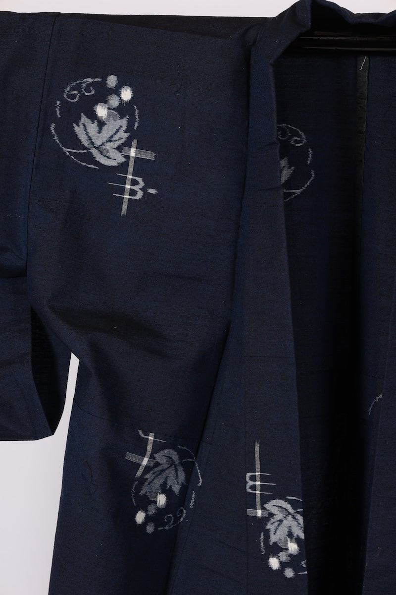 Japanese kimono used <Tsumugi> Msize silk 100% /T487