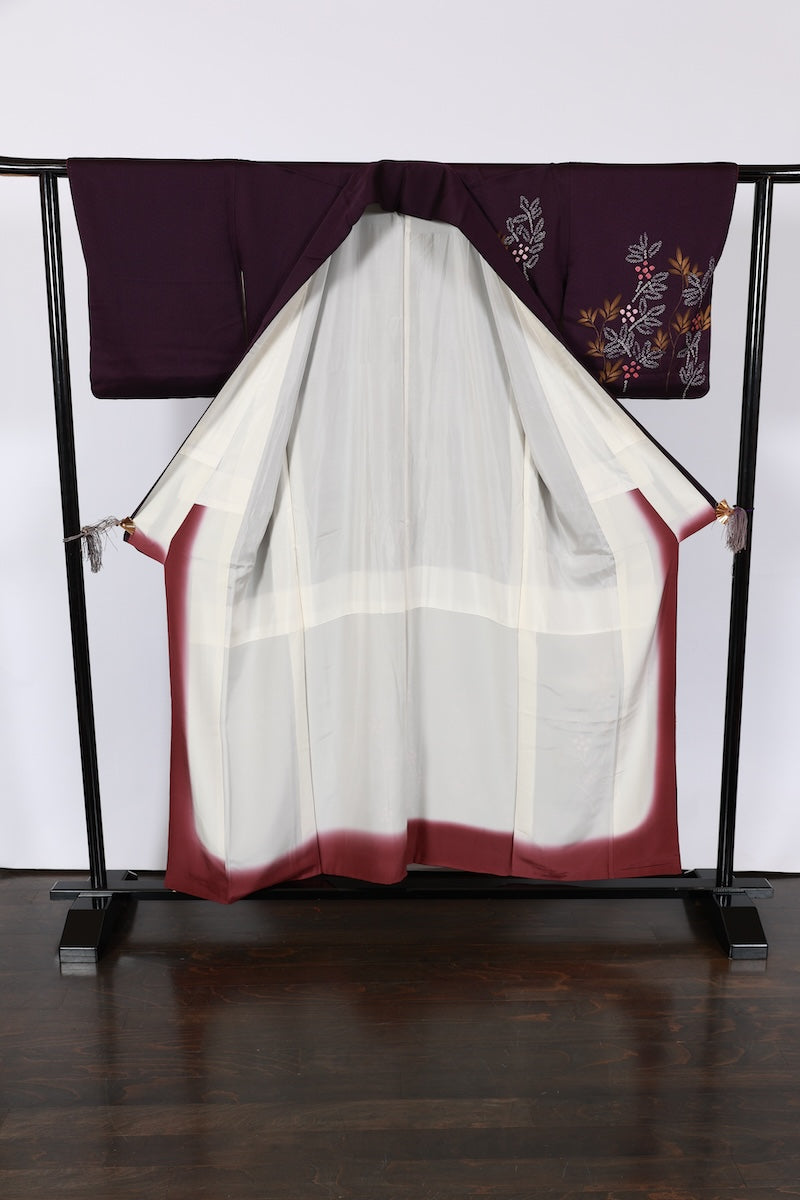 Japanese kimono used <houmongi> M-size silk 100% /B959