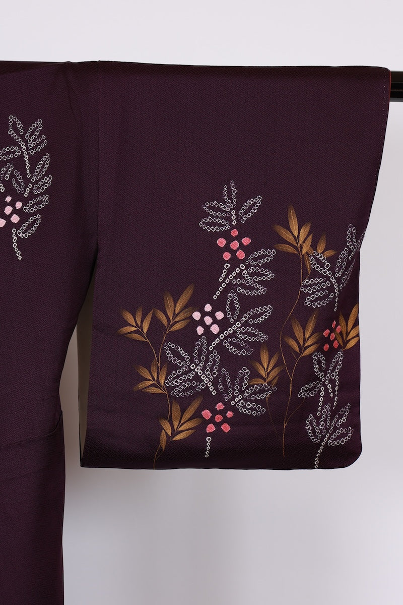 Japanese kimono used <houmongi> M-size silk 100% /B959