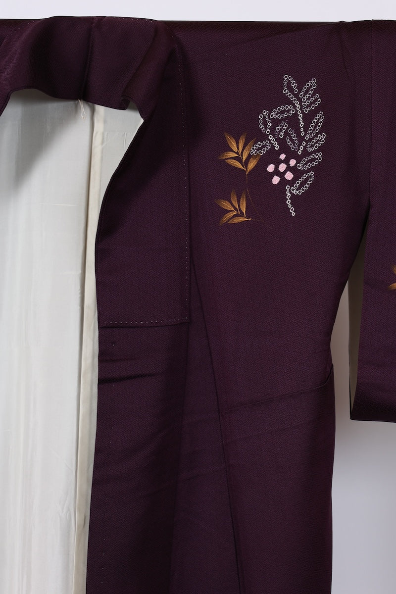 Japanese kimono used <houmongi> M-size silk 100% /B959
