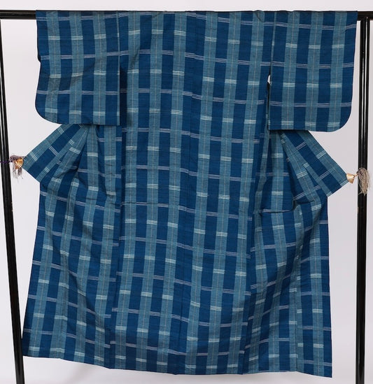 Japanese kimono used <Tsumugi> Msize silk 100% /T485