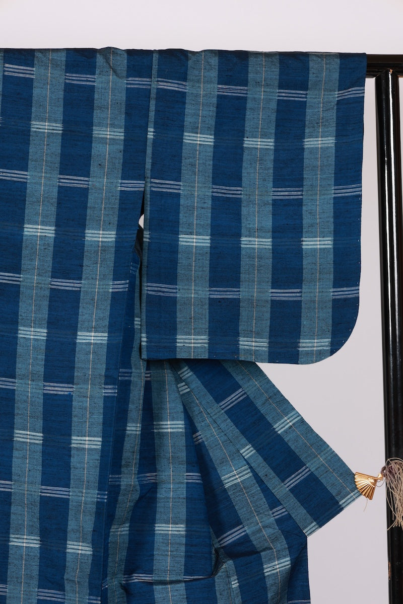 Japanese kimono used <Tsumugi> Msize silk 100% /T485