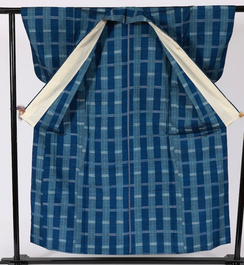 Japanese kimono used <Tsumugi> Msize silk 100% /T485