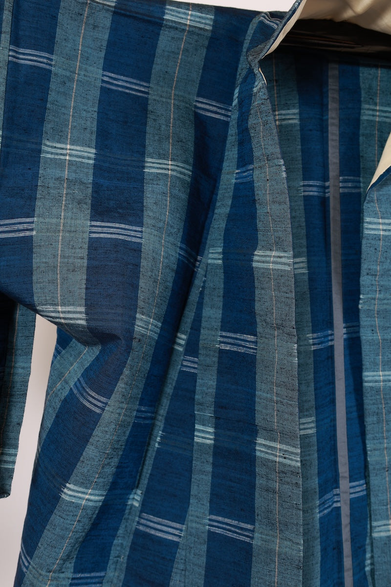 Japanese kimono used <Tsumugi> Msize silk 100% /T485