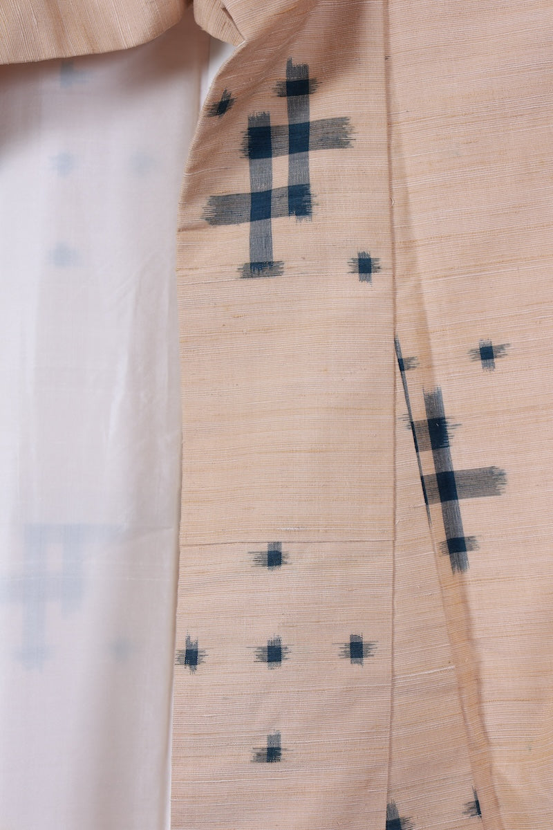 Japanese kimono used <Tsumugi> M-size silk 100% /B959