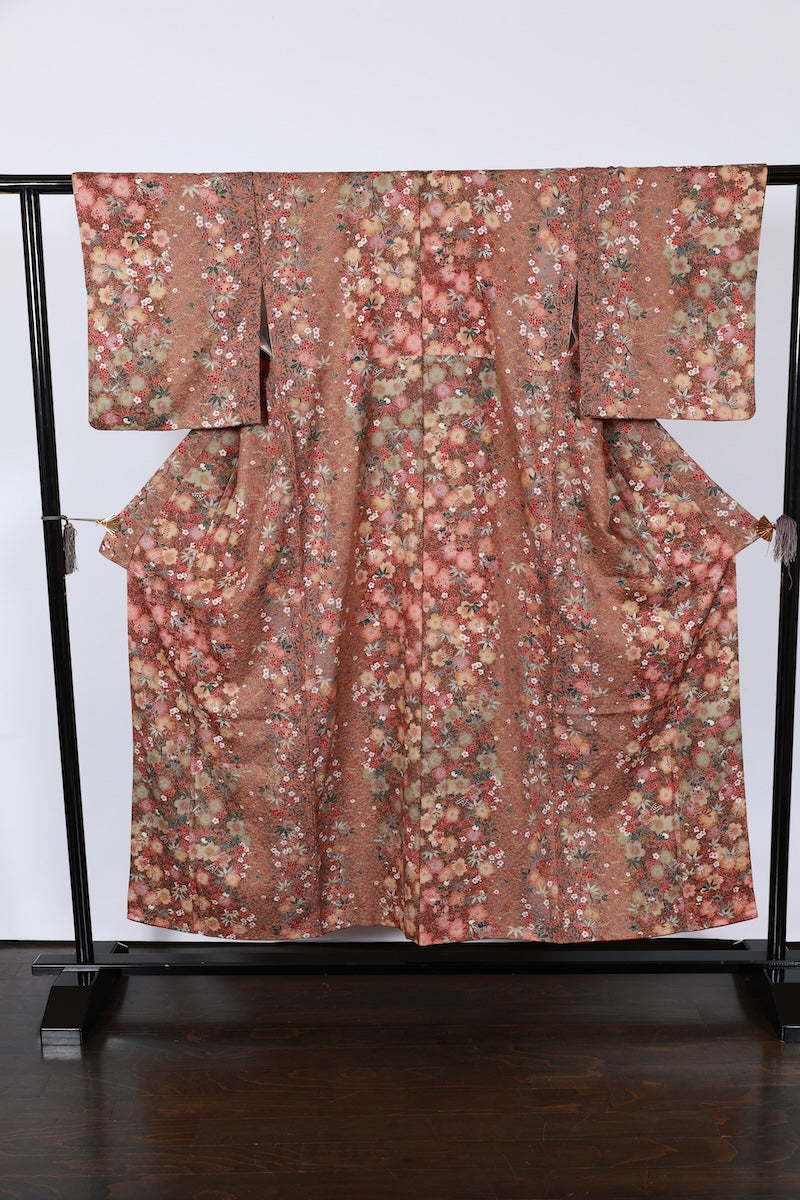 Japanese kimono used <komon> Msize silk 100% /B953