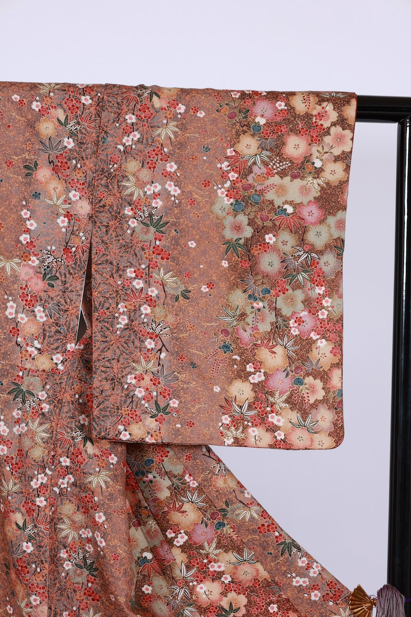 Japanese kimono used <komon> Msize silk 100% /B953