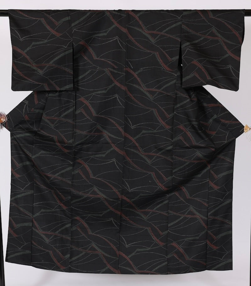 Japanese kimono used <Tsumugi> Msize silk 100% /T499
