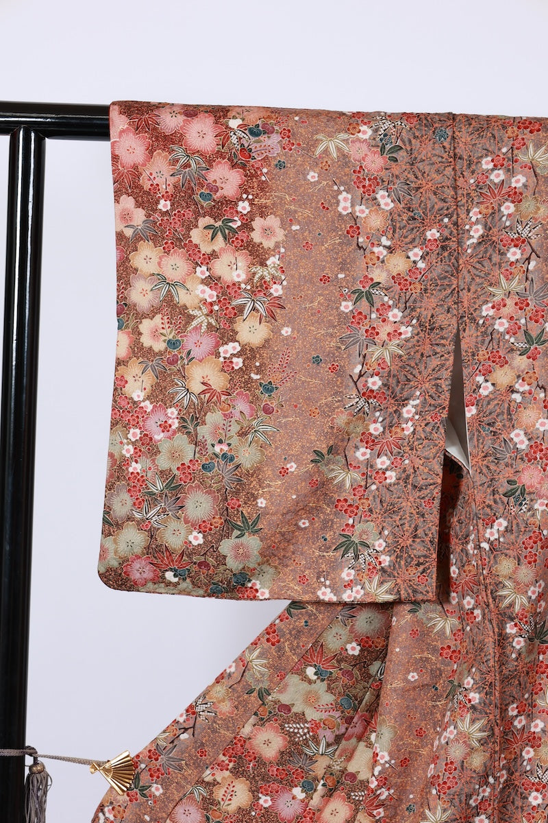 Japanese kimono used <komon> Msize silk 100% /B953