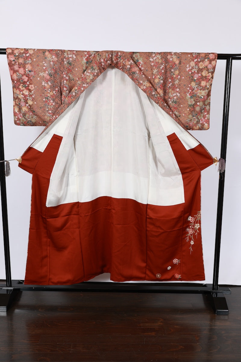 Japanese kimono used <komon> Msize silk 100% /B953