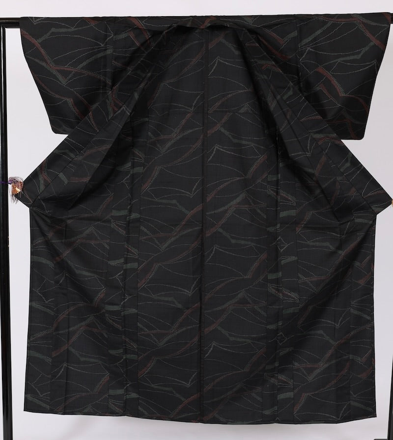 Japanese kimono used <Tsumugi> Msize silk 100% /T499
