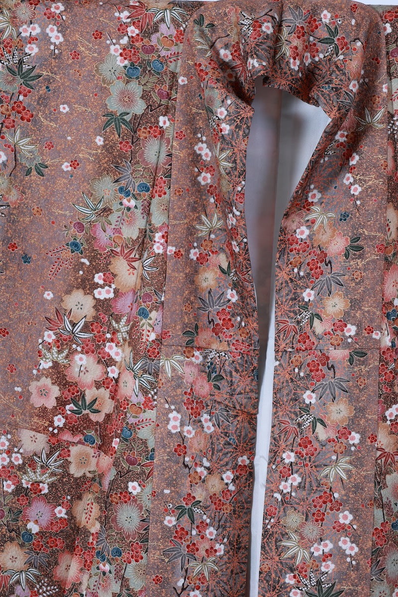 Japanese kimono used <komon> Msize silk 100% /B953