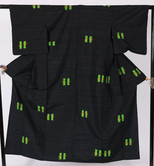 Japanese kimono used <Tsumugi> Msize silk 100% /T496