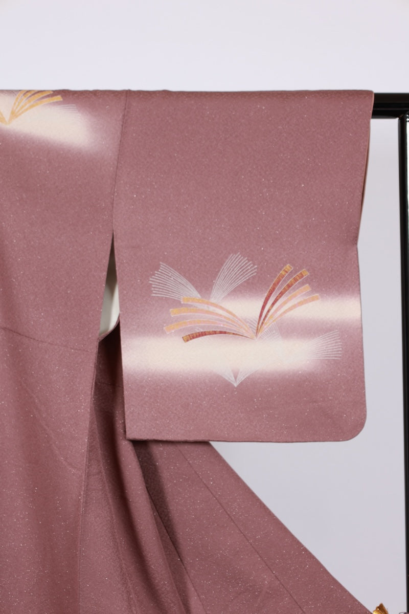 Japanese kimono used <houmongi> L-size silk 100% /B950