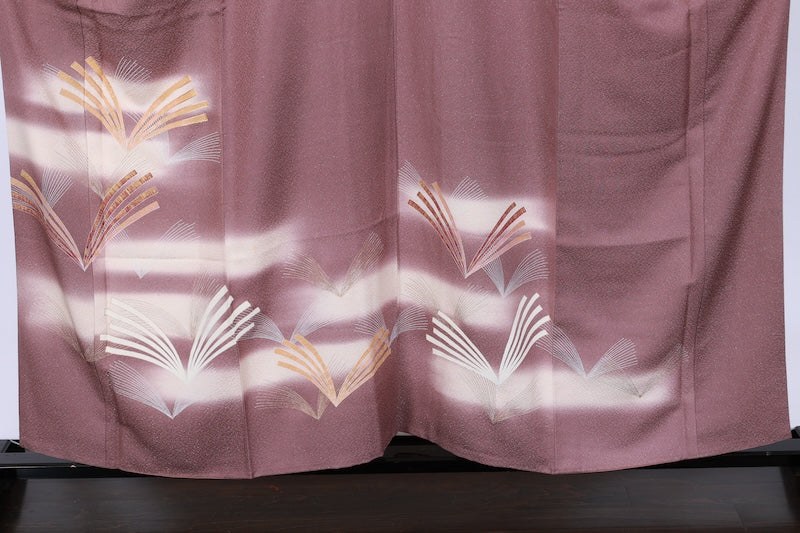 Japanese kimono used <houmongi> L-size silk 100% /B950