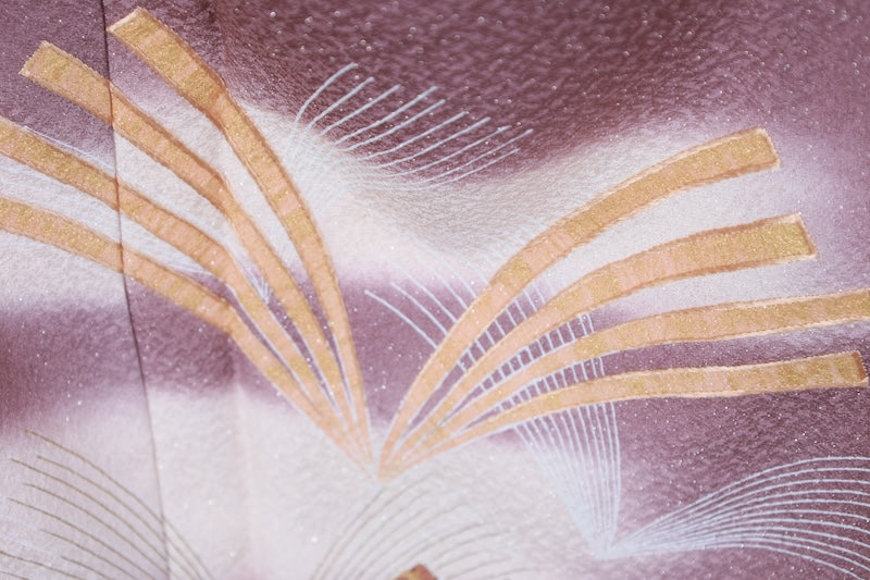 Japanese kimono used <houmongi> L-size silk 100% /B950