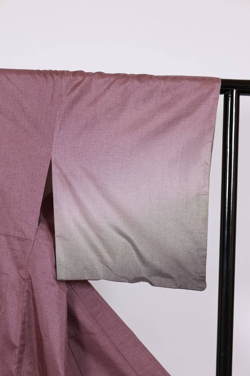 Japanese kimono used <Tsumugi> L-size silk 100% /B954