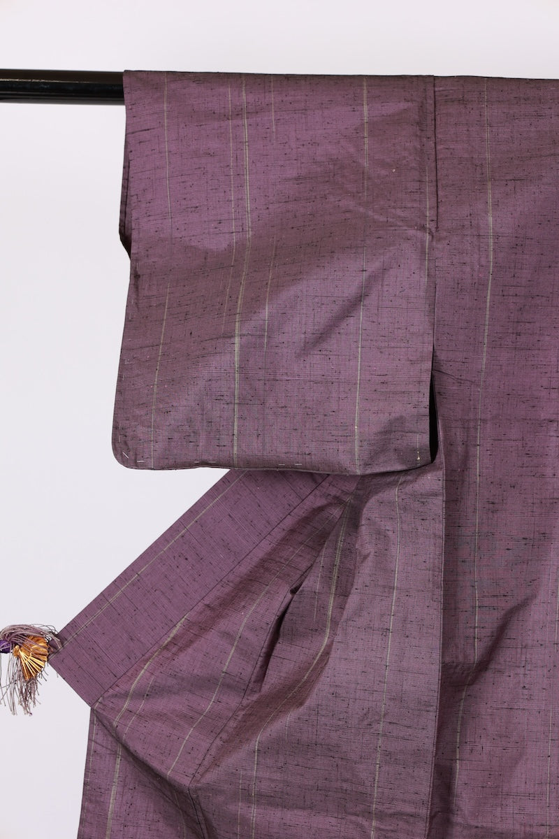 Japanese kimono used <Tsumugi> Msize silk 100% /T494