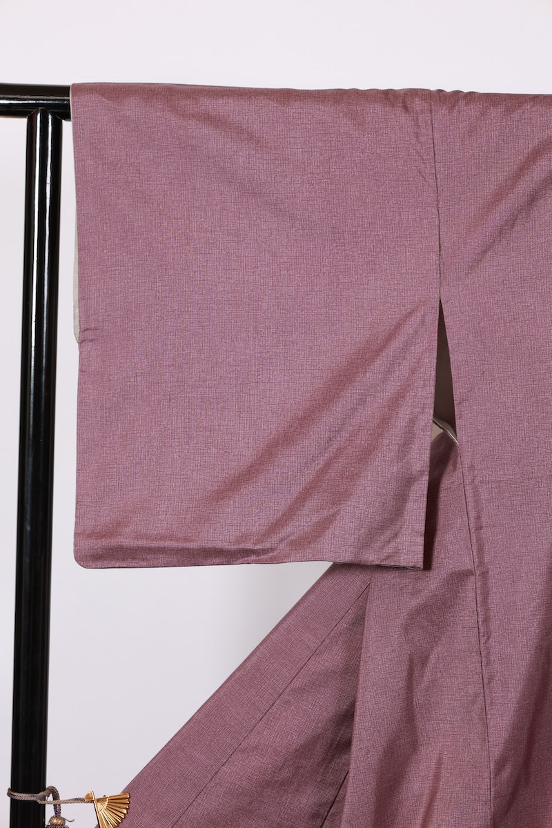 Japanese kimono used <Tsumugi> L-size silk 100% /B954