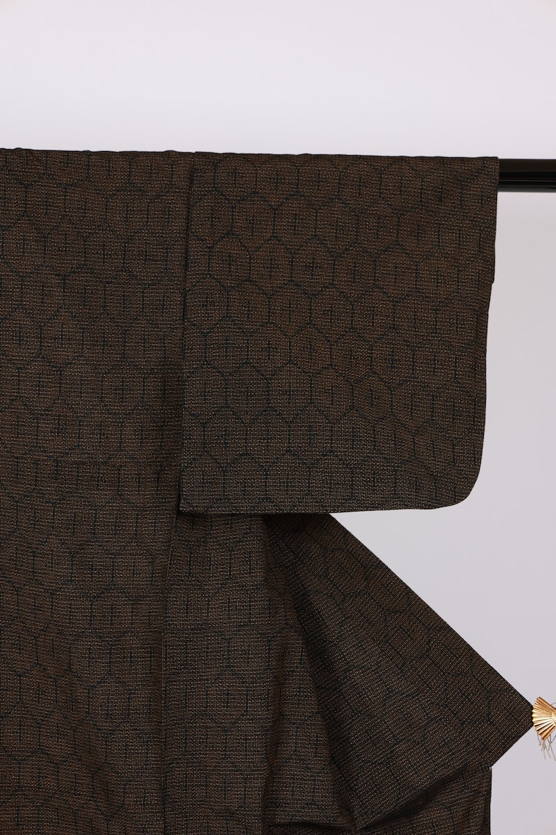 Japanese kimono used <Tsumugi> Msize silk 100% /T492