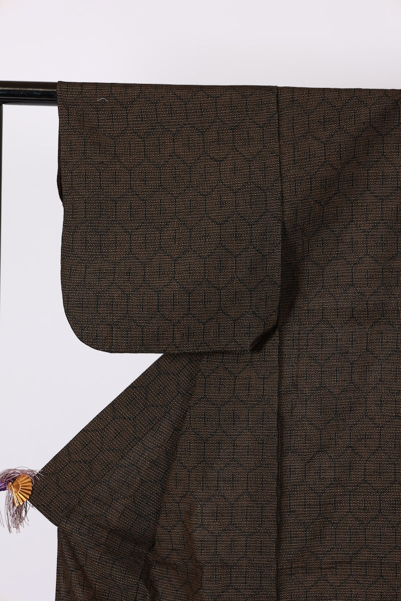 Japanese kimono used <Tsumugi> Msize silk 100% /T492