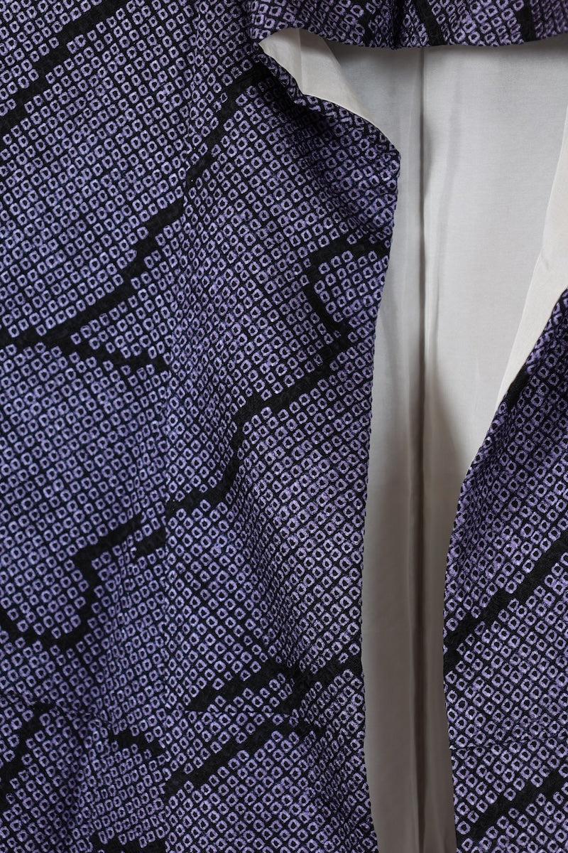 Japanese kimono used <Komon> L-size silk 100% /B980