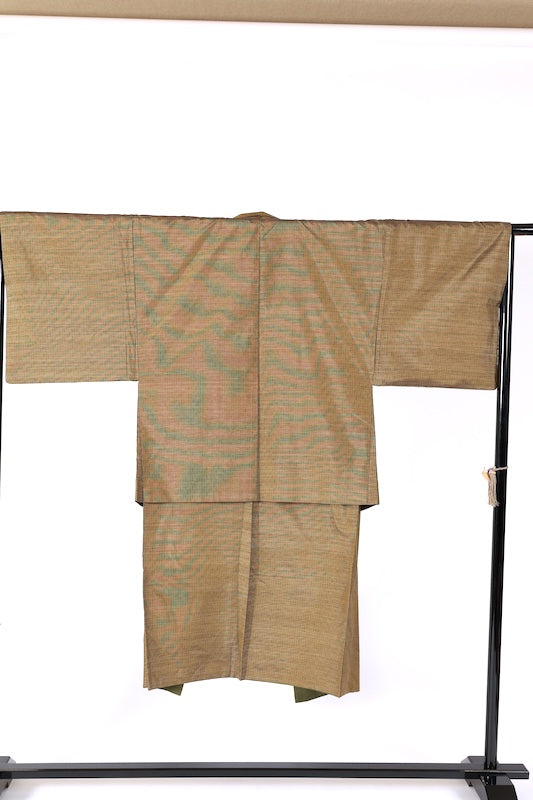 Japanese Men’s used kimono Men’s kimono jacket 2piece set M-size 100% silk /K331