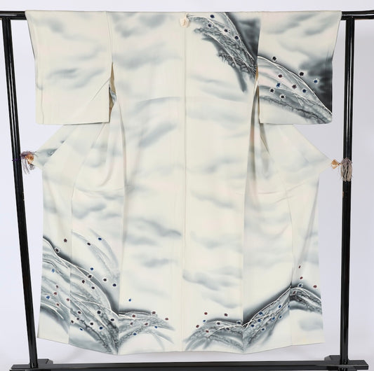 Japanese kimono used <houmongi> Msize silk 100% /T577