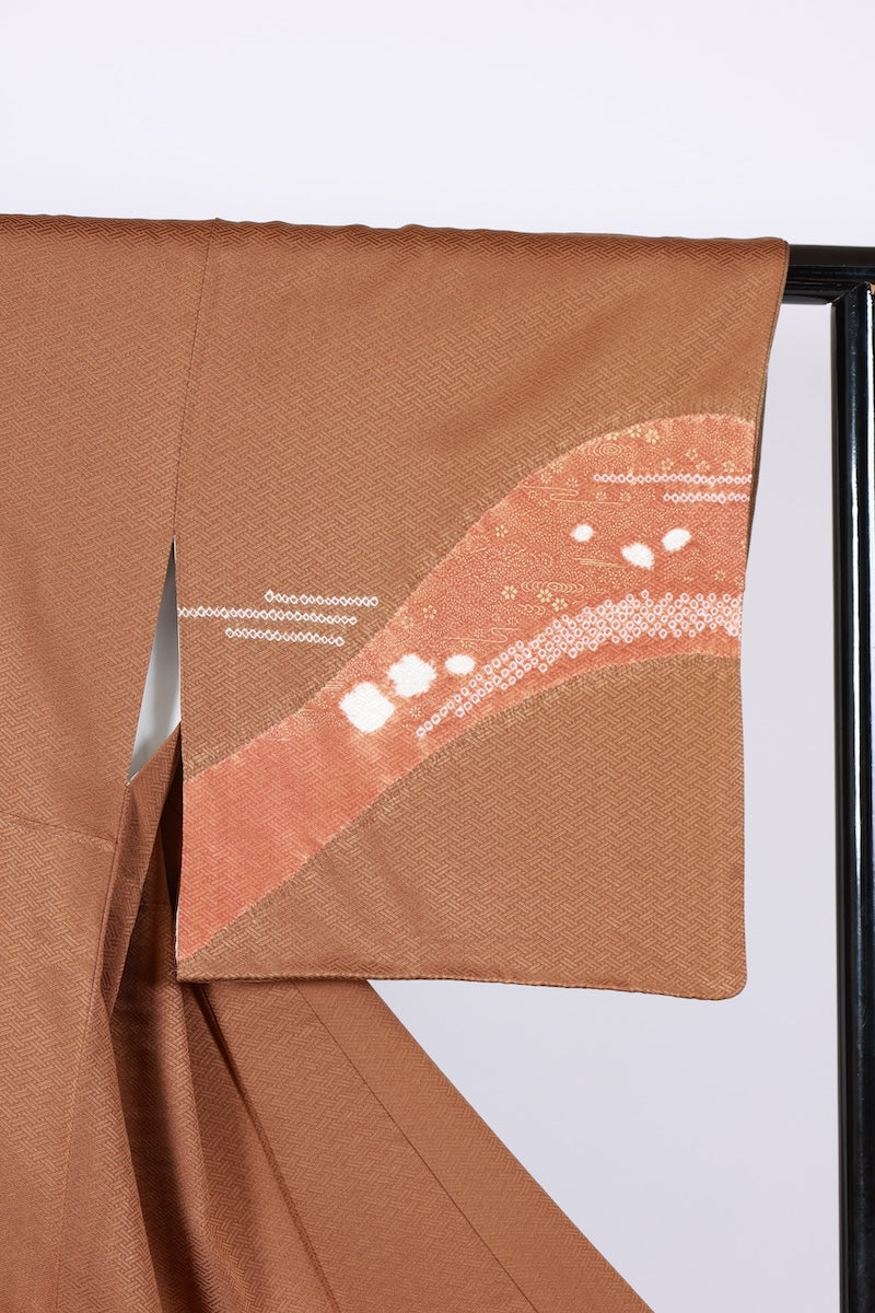 Japanese kimono used <houmongi> Msize silk 100% /T530