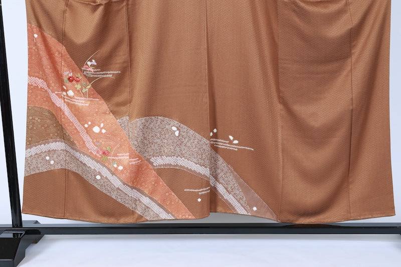 Japanese kimono used <houmongi> Msize silk 100% /T530