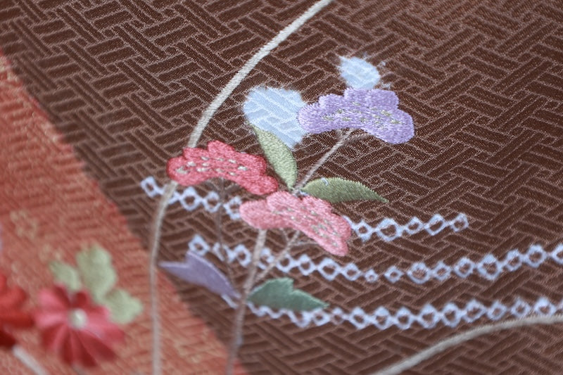 Japanese kimono used <houmongi> Msize silk 100% /T530