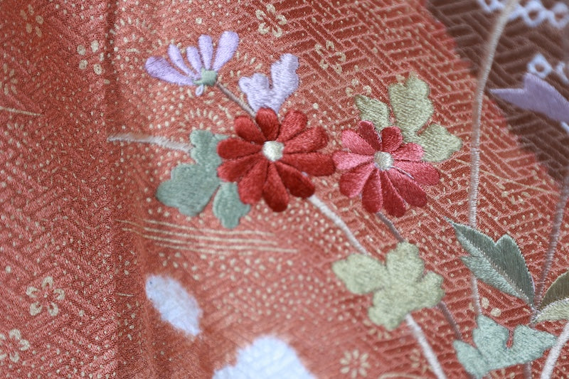 Japanese kimono used <houmongi> Msize silk 100% /T530